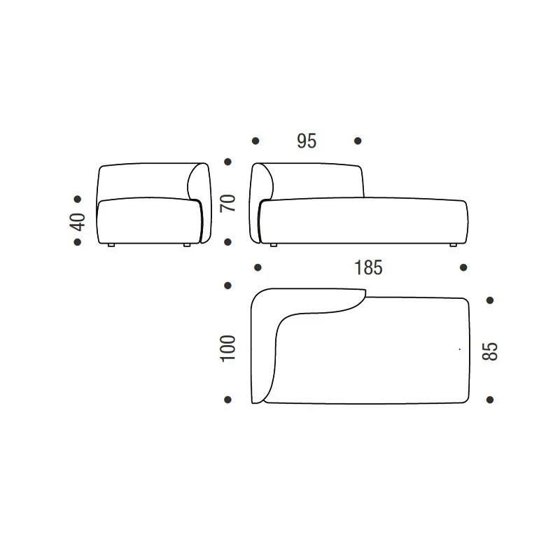 MDF Italia COSY Sofa Polstermodul M - Höhe 70 cm | Tiefe 100 cm