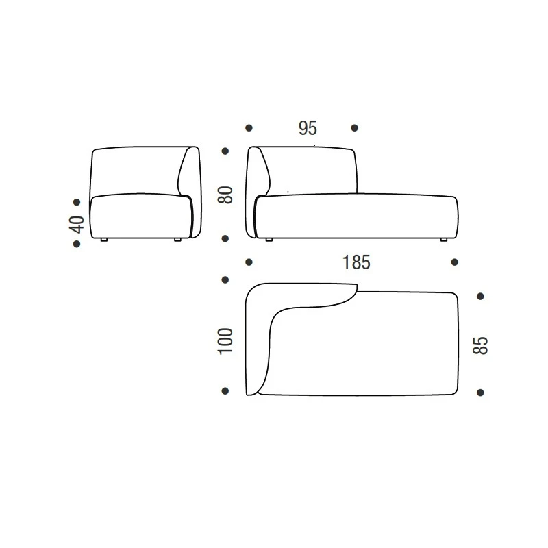 MDF Italia COSY Sofa Polstermodul M - Höhe 70 cm | Tiefe 140 cm