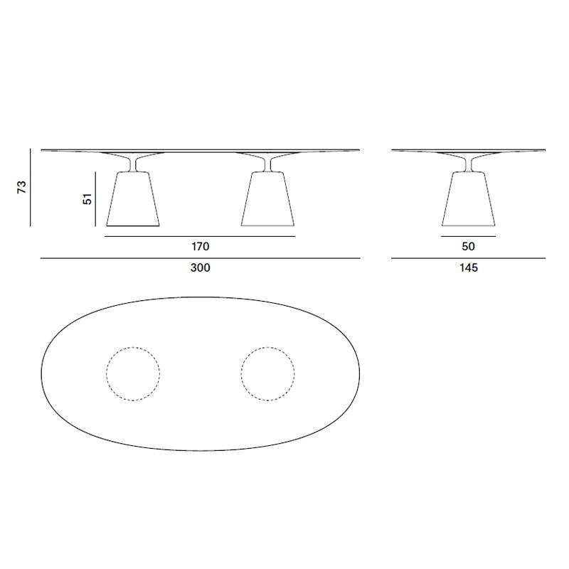 MDF Italia ROCK-TABLE Tisch, oval - 300 x 145 cm